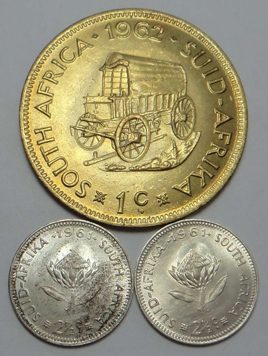 Lustrous Uncirculated Jan van Riebeeck Set of 1961 & 1962