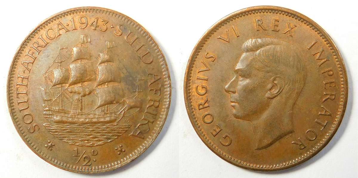 Union of SA Half Penny 1943 (UNC)
