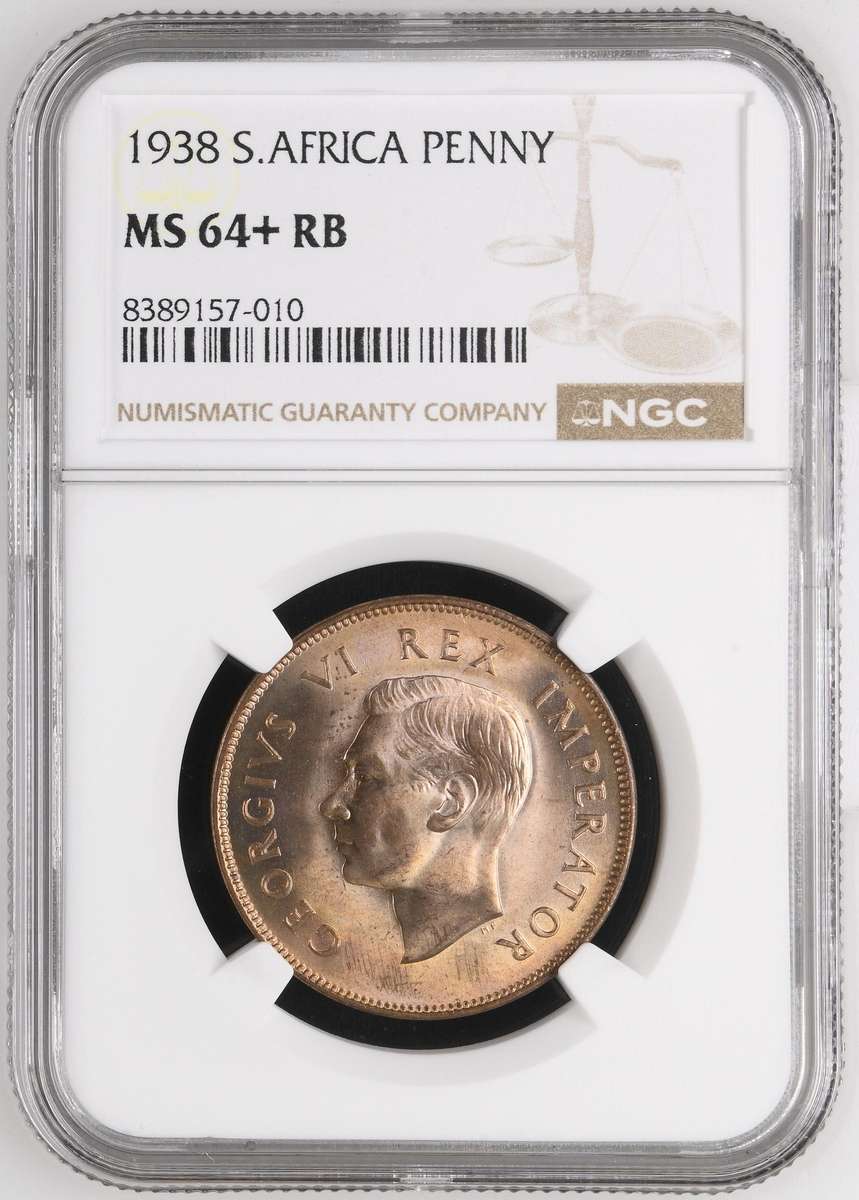 Union of SA: 1 Penny 1938 NGC MS64+ RB