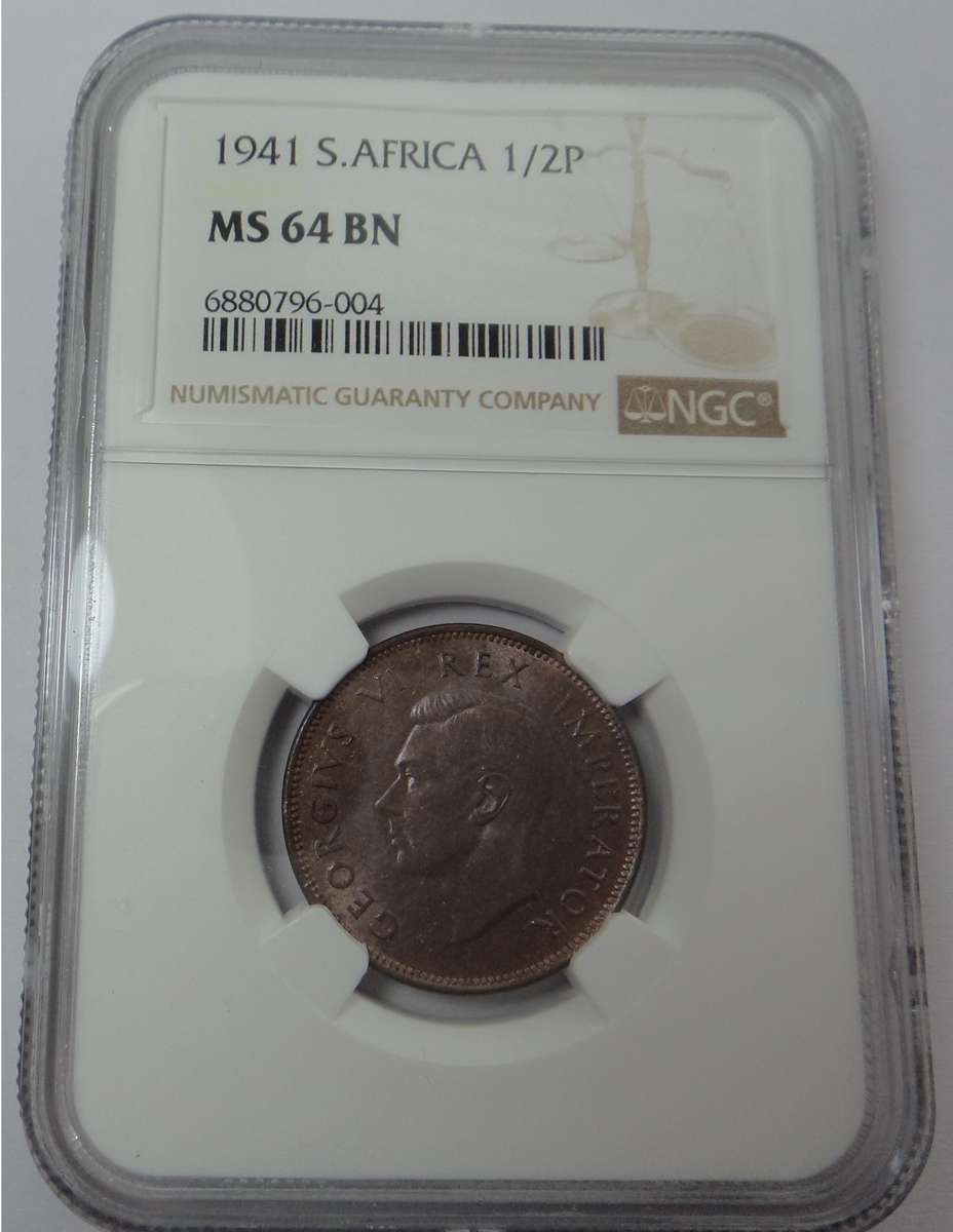 1941 Half Penny: NGC graded MS 64 BN