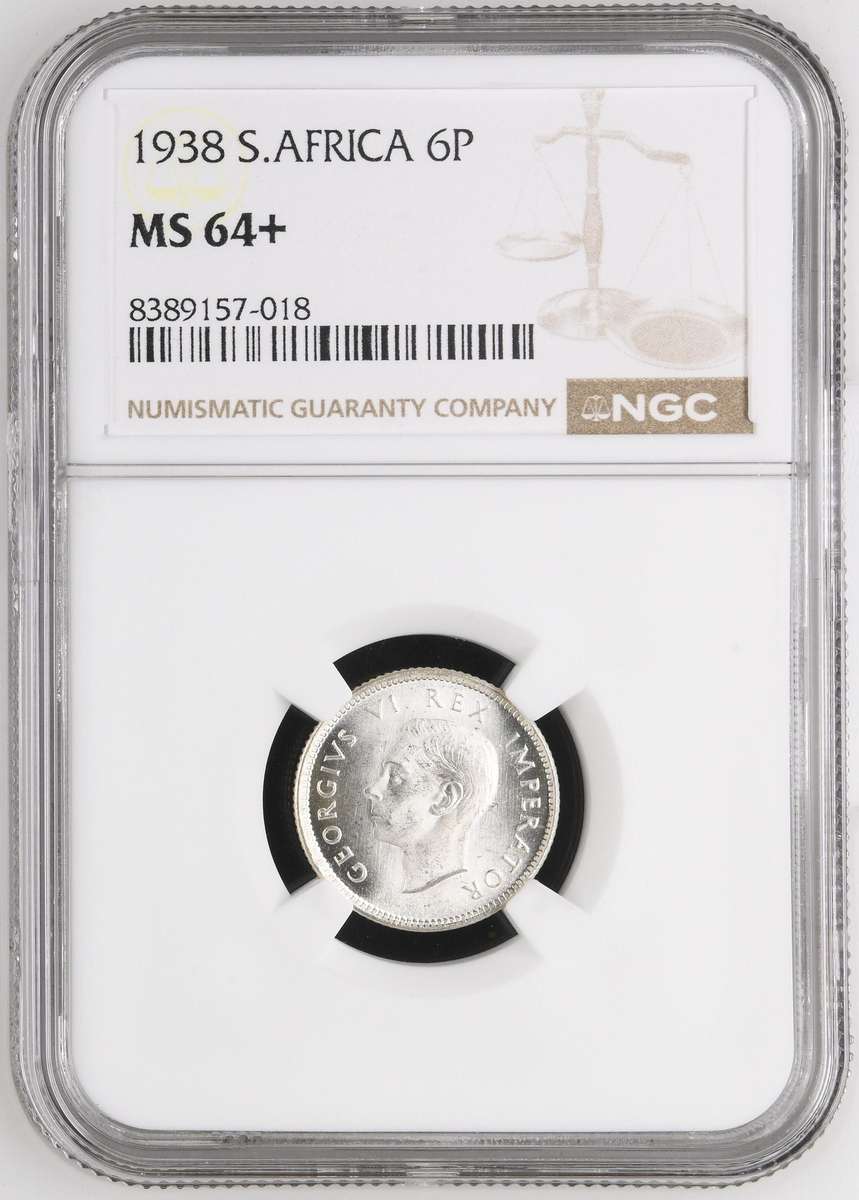 Union of SA: 6 Pence 1938 NGC MS64+
