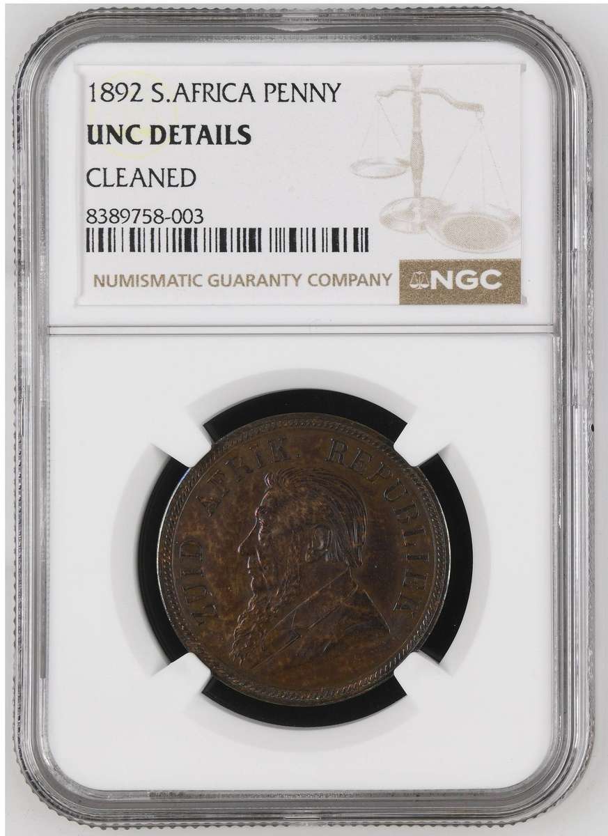 Paul Kruger ZAR Penny 1898: NGC UNC details