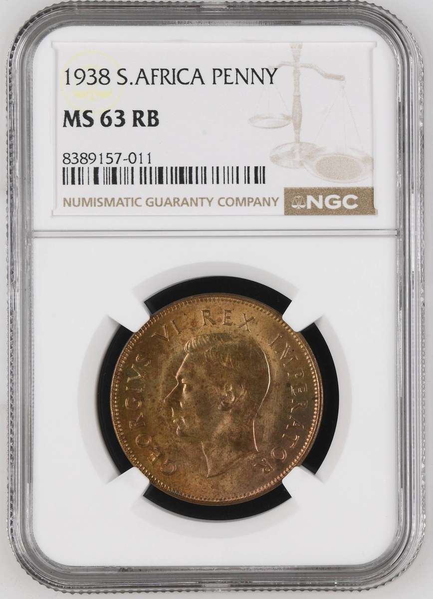 Union of SA: 1 Penny 1938 NGC MS63 RB