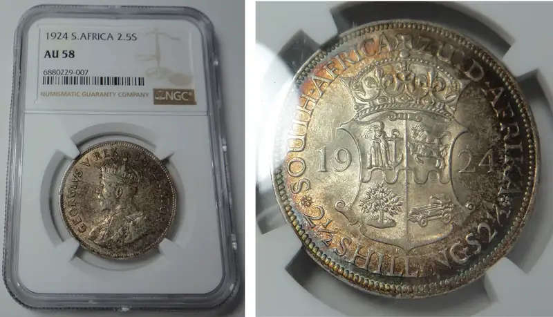 SA Union: Half Crown 1924: NGC AU 58