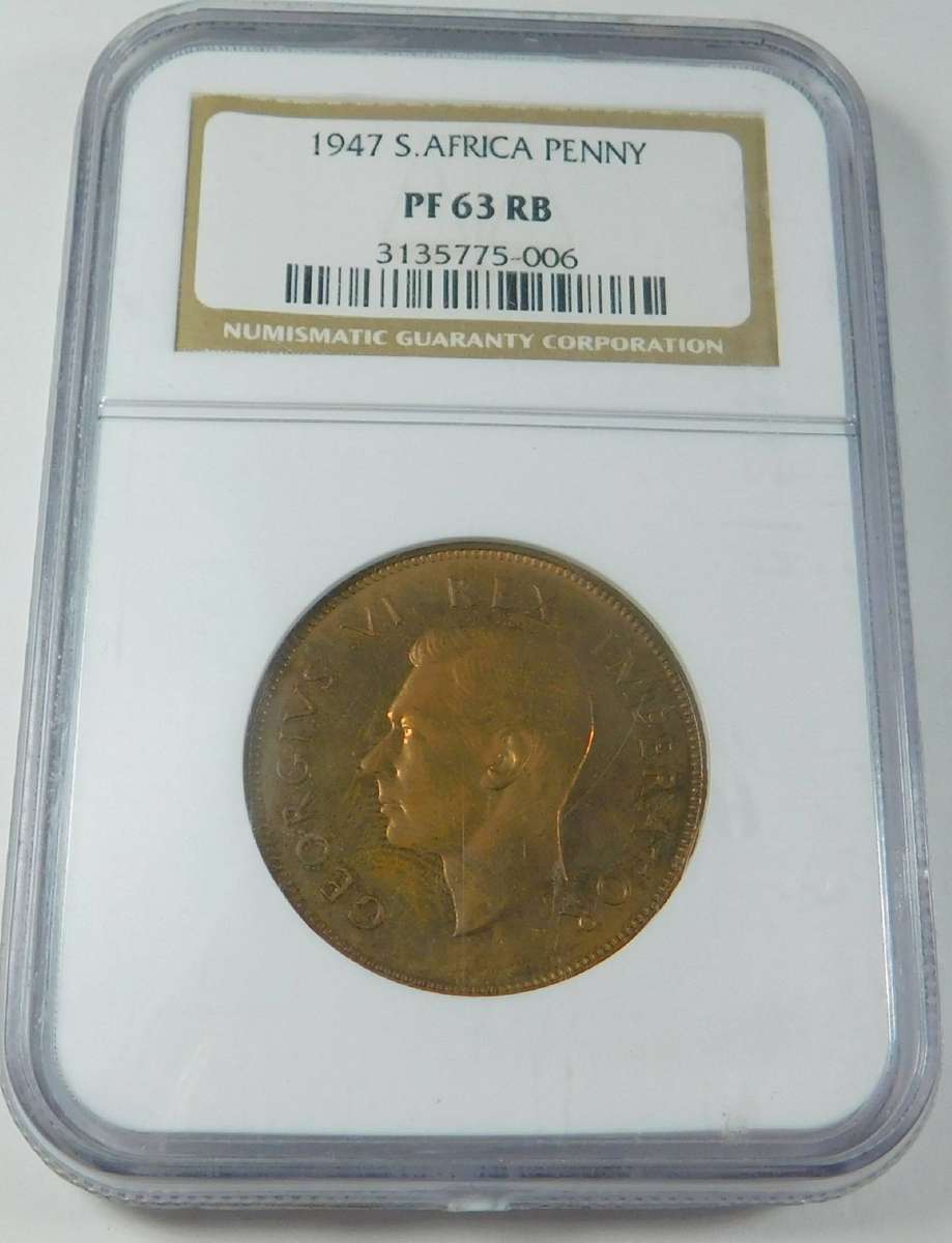 1947 Union of SA Penny: NGC PF 63 RB