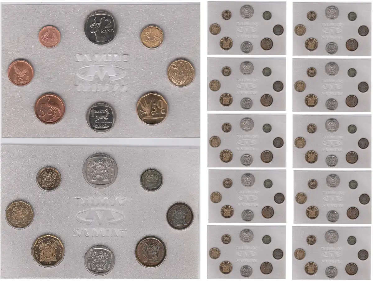 10 x RSA Uncirculated Coin Sets (Mint Packs) of 1991