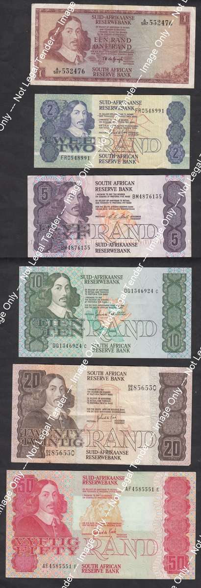Type Set of old Jan van Riebeeck Banknotes