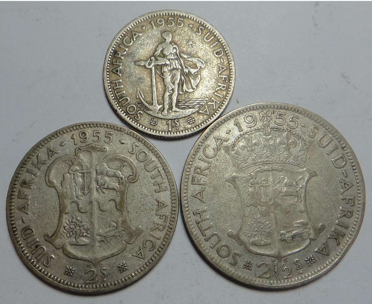 SA Union: 1955 1/-, 2/- & 2/6- (2 sets available)