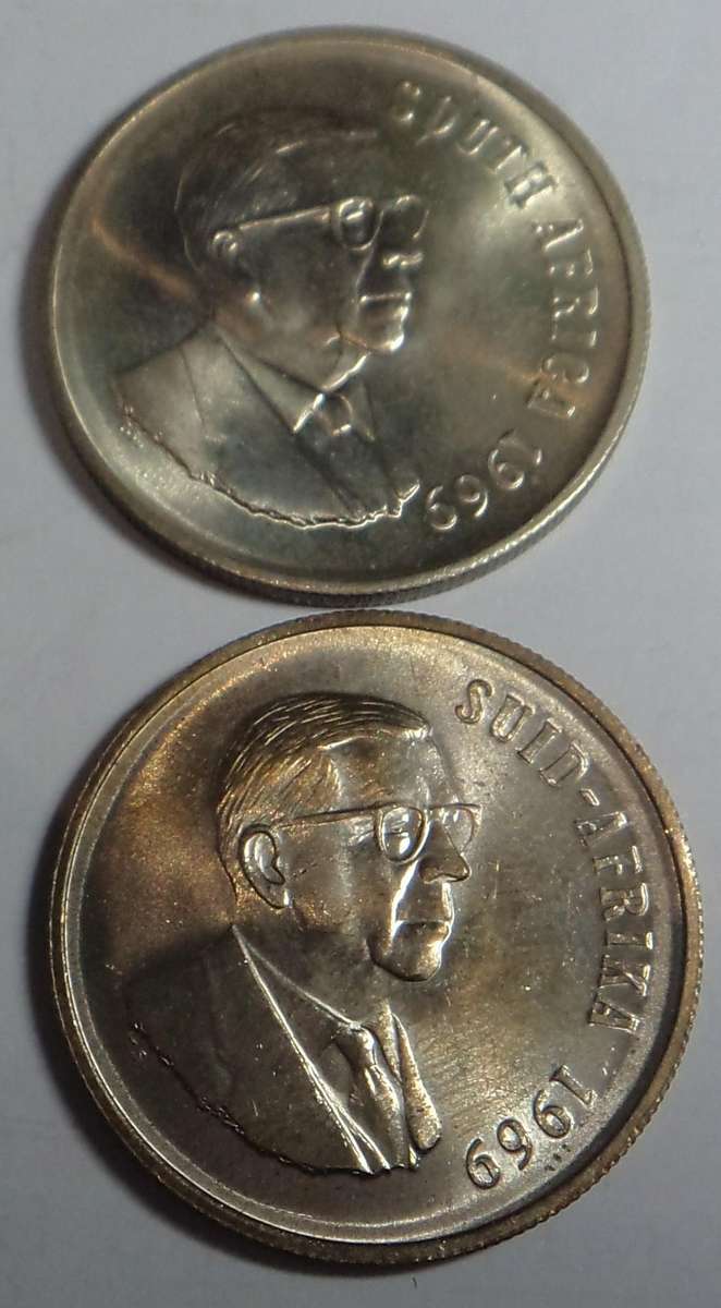 Republic of SA: Silver R1s of 1969 (Afr. & Eng.) 3 sets available