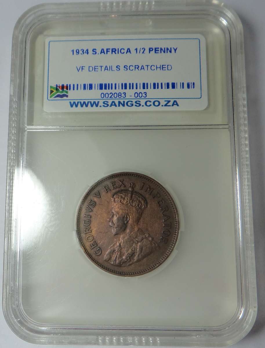 1934 Union of SA Half Penny (Sangs VF Details)