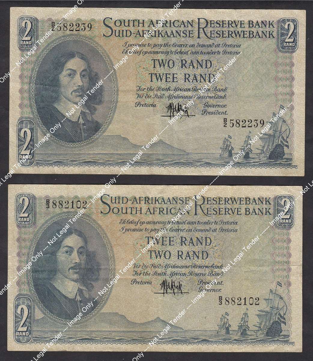 MH de Kock: 2 x R2 Notes of 1961 (B2 & B3)