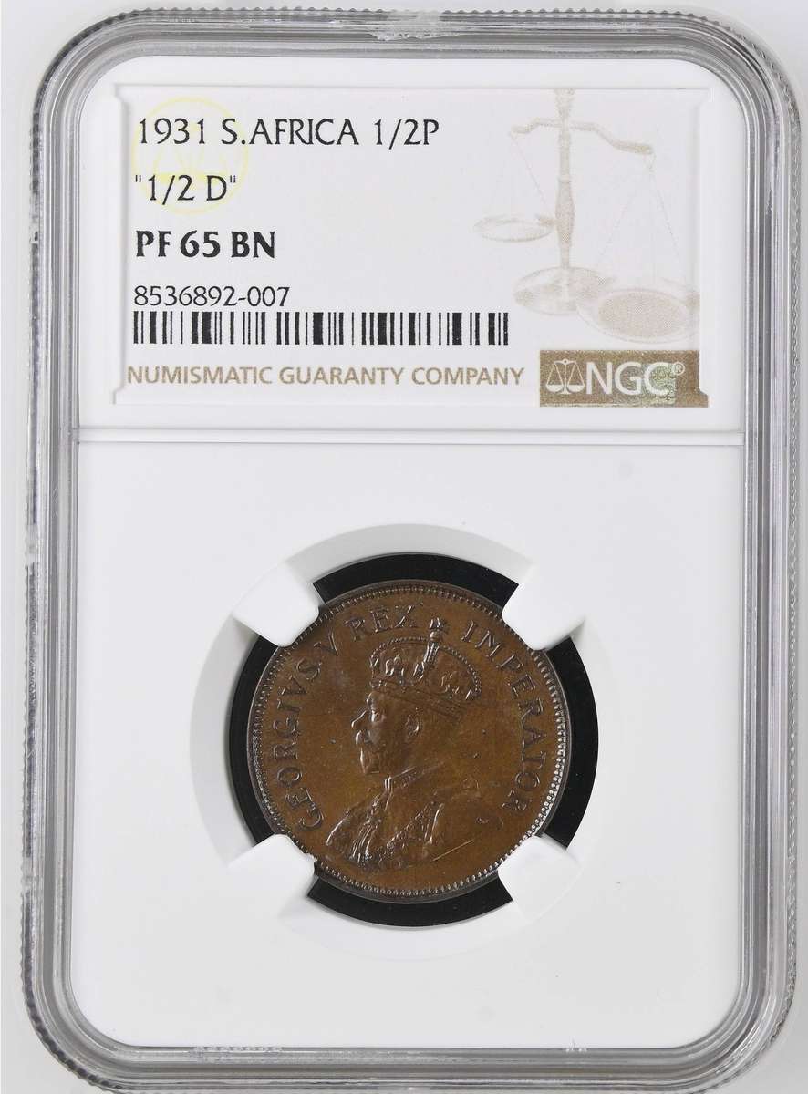 The 1931 PROOF Half Penny (only 62 struck) NGC PF65 BN