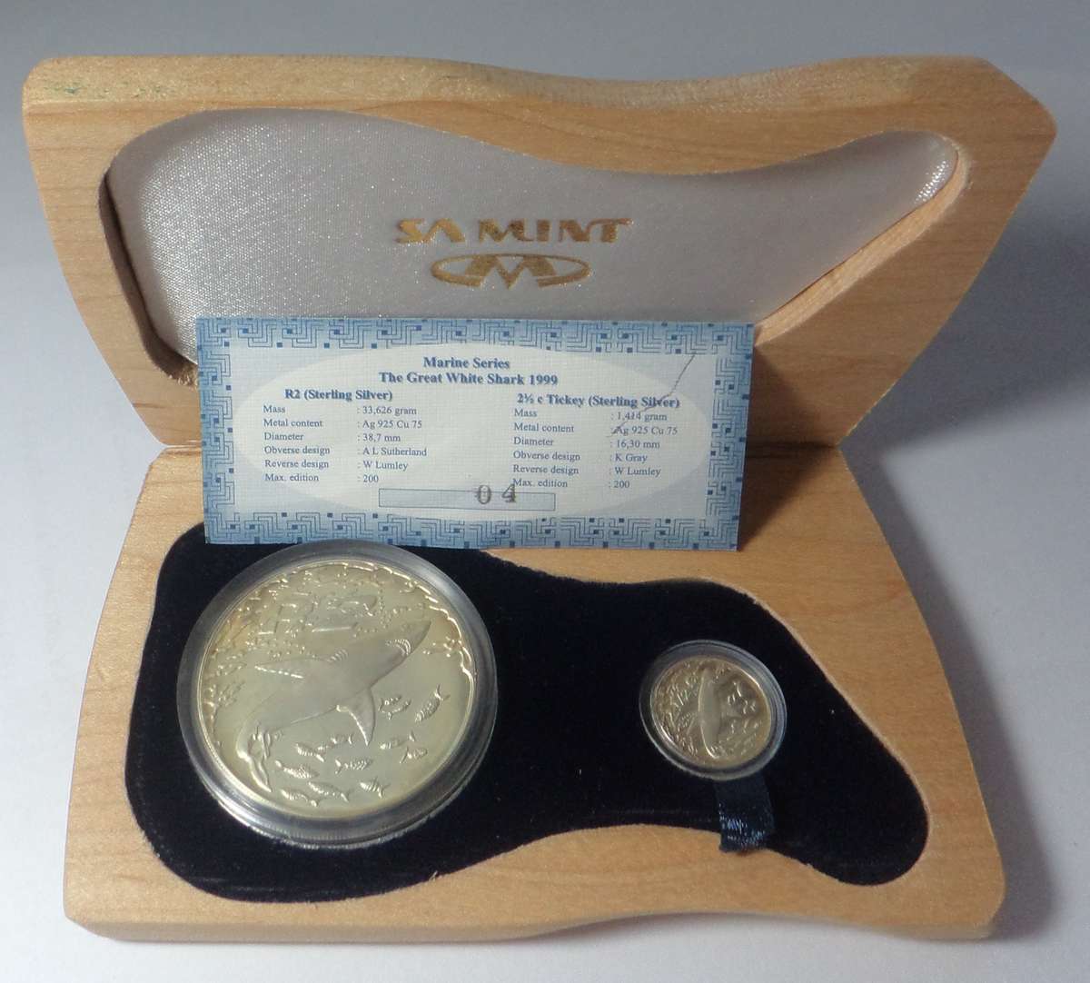 Silver Tickey & Crown Set 1999 (Great White Shark) 3 sets available