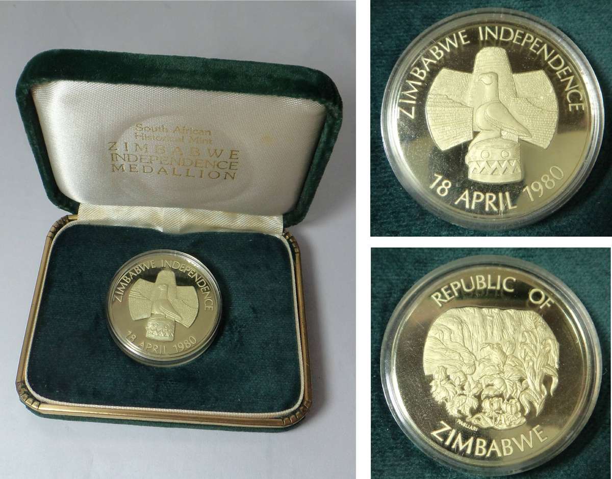 Zimbabwe Independence 18ct GOLD Medal 18 April 1980