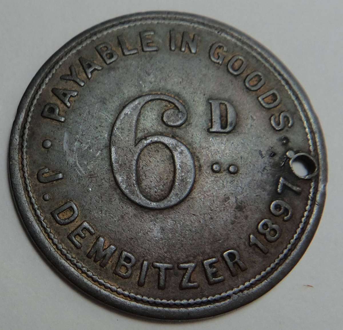 Dembitzer, J. 6d 1897 (MTB # 570) Cat. Value R2500