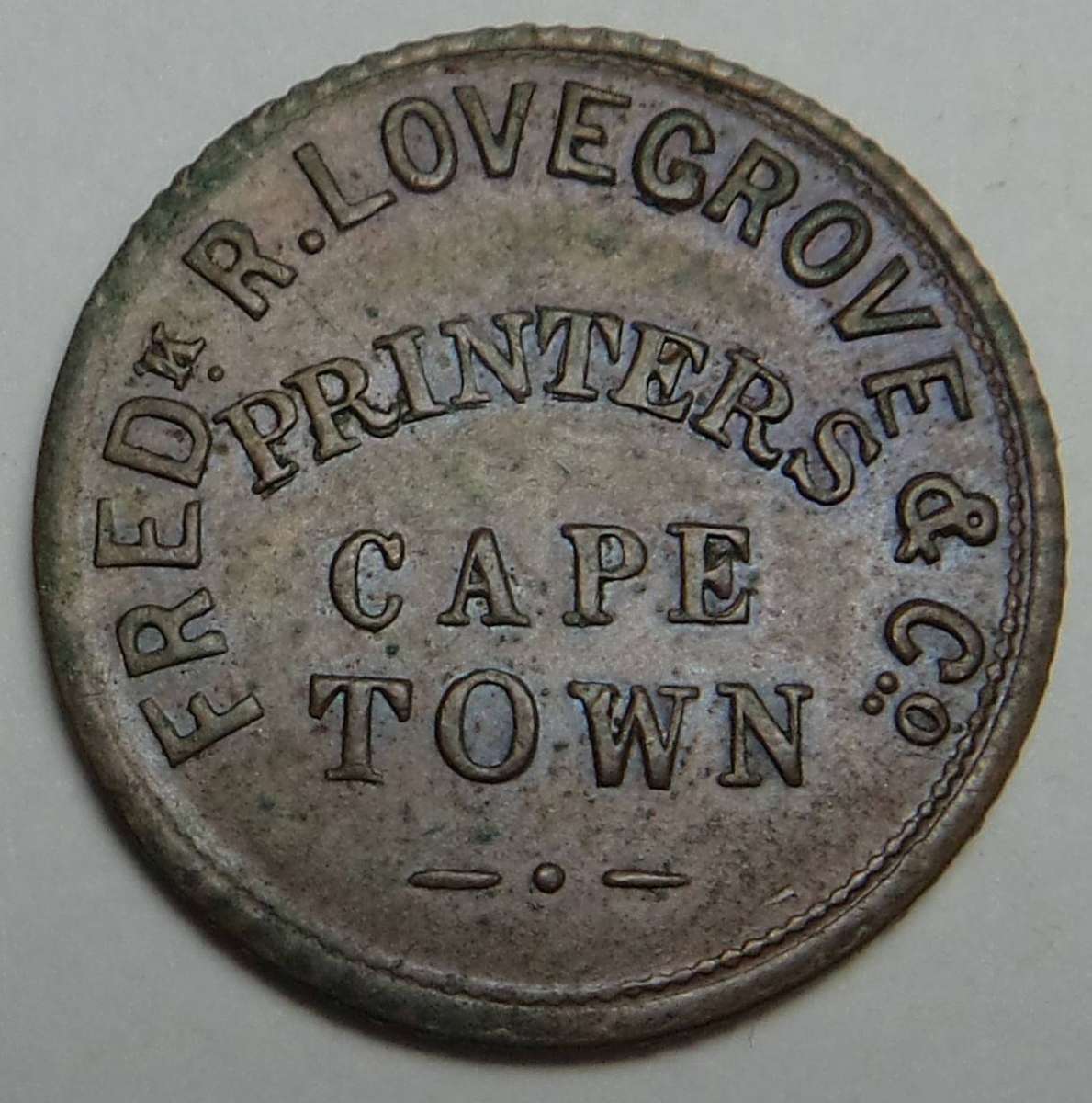 Lovegrove, Frederick 1882 (MTB # MB1260) Cat. Value R1000