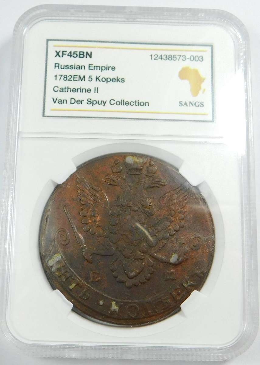 Russia: Catherine II 5-Kopeks 1782: Sangs XF45 BN