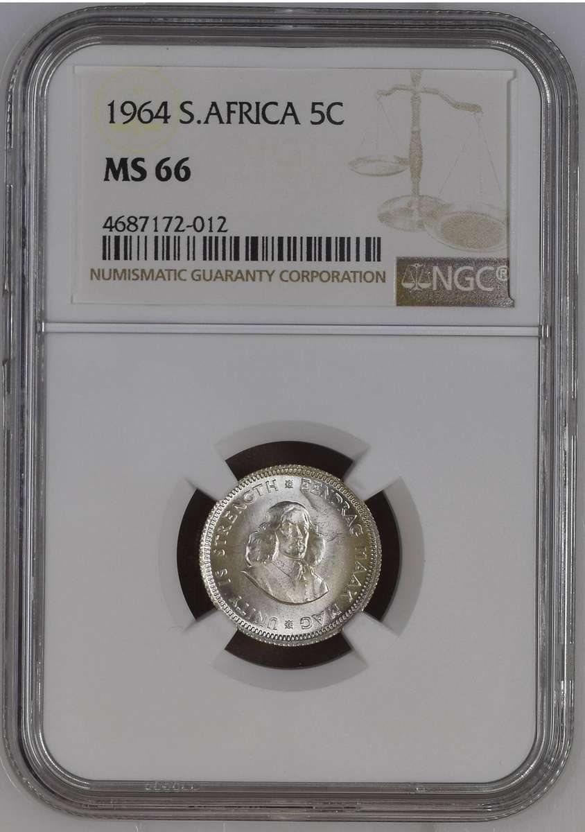 Rep. of SA: Silver 5c 1964: NGC MS 66
