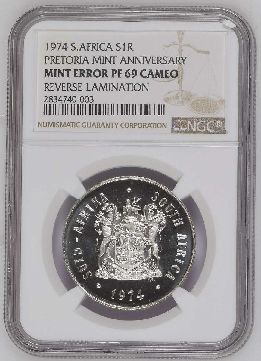 Rep. of SA: R1 1974: NGC Mint Error PF 69 Cameo (Top Pop stand-alone)