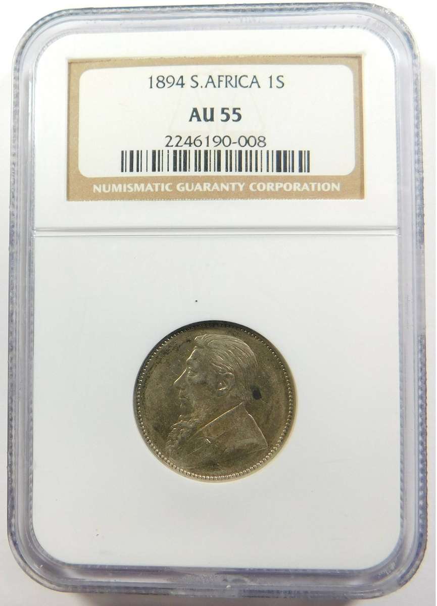 Paul Kruger ZAR Shilling 1894: NGC AU 55