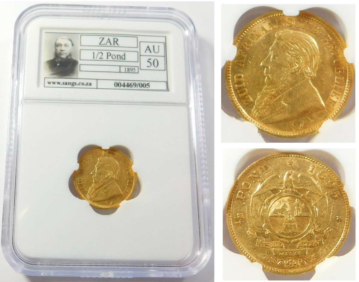 Paul Kruger ZAR Half Pond 1895: Sangs AU 50