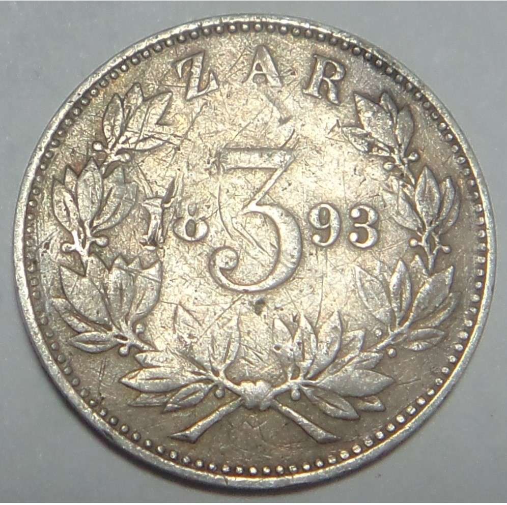 1893 Tickey  of Paul Kruger (ZAR)