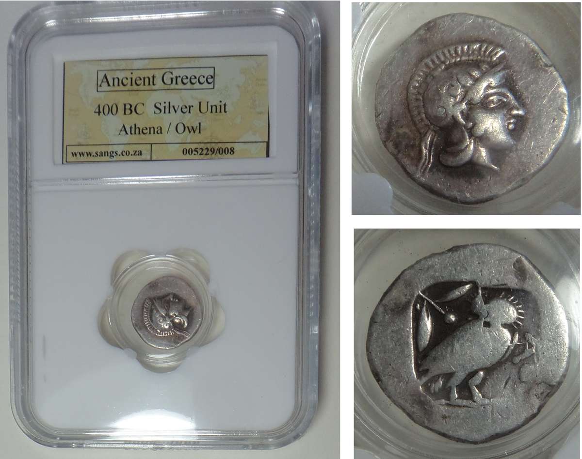 Ancient Greece: Silver Unit 400 BC Athena & Owl: Sangs Certified