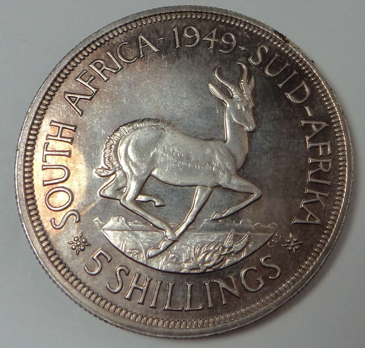 Union of South Africa: Silver Crown (5/-) of 1949 (Proof-like)