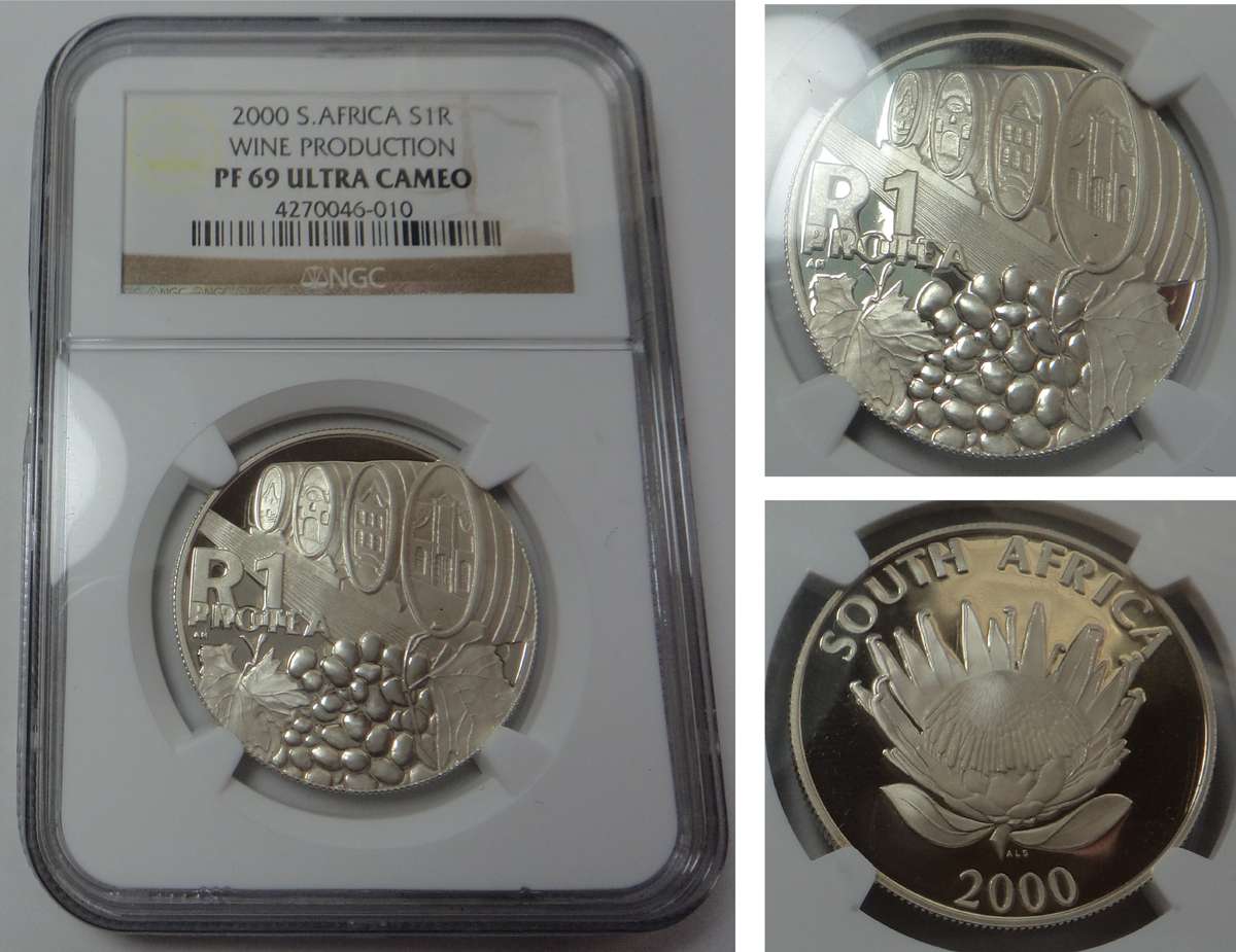 RSA Silver R1 2000 (Wine) NGC PF 69 Ultra Cameo