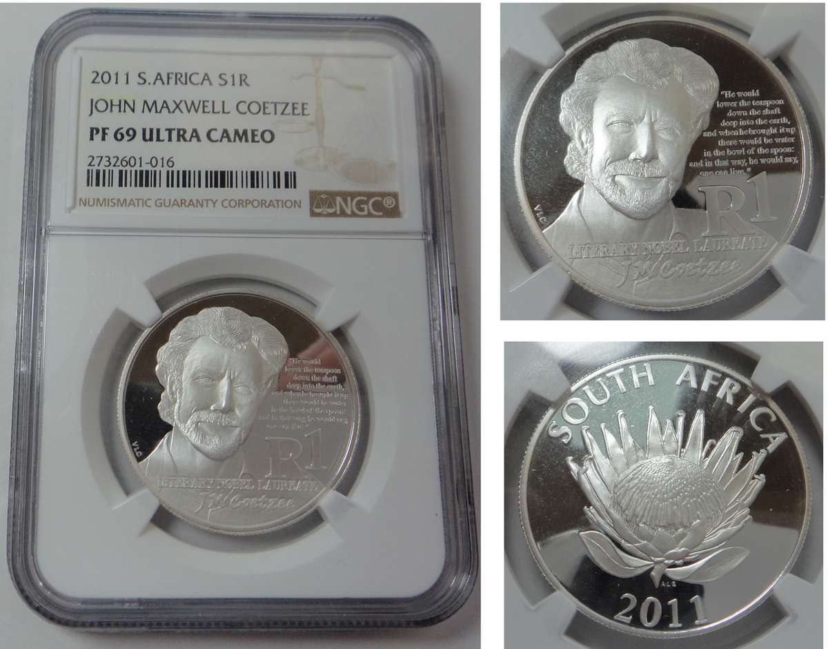 RSA Silver R1 2011 (JM Coetzee) NGC PF 69 Ultra Cameo