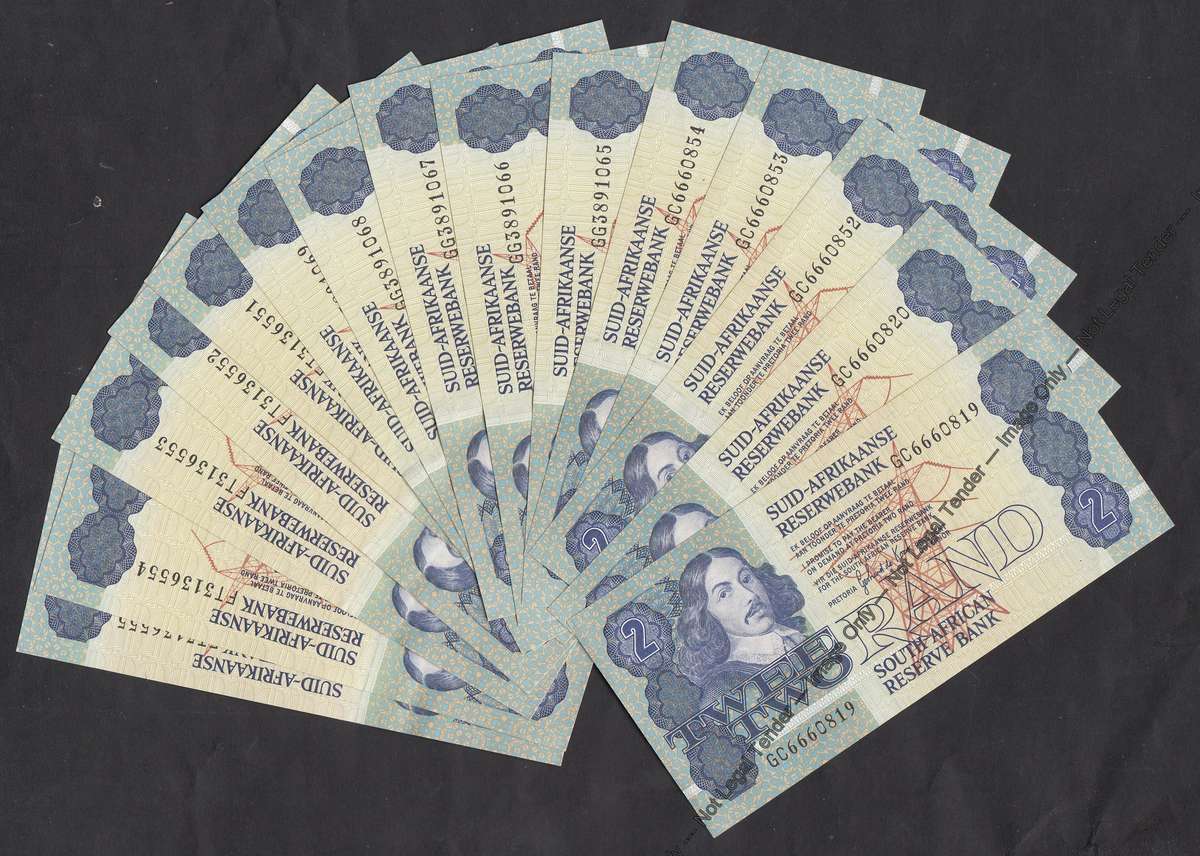 15 x G. de Kock R2 Notes of 1983/89 with some in Serial Number Order