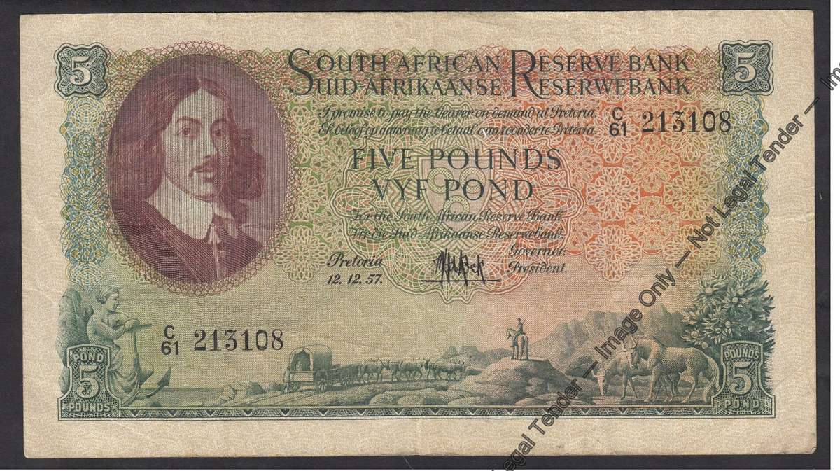 Five Pounds / Vyf Pond of 12 December 1957