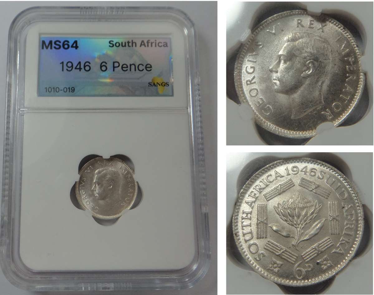Union of SA: Sixpence 1946: Sangs MS 64