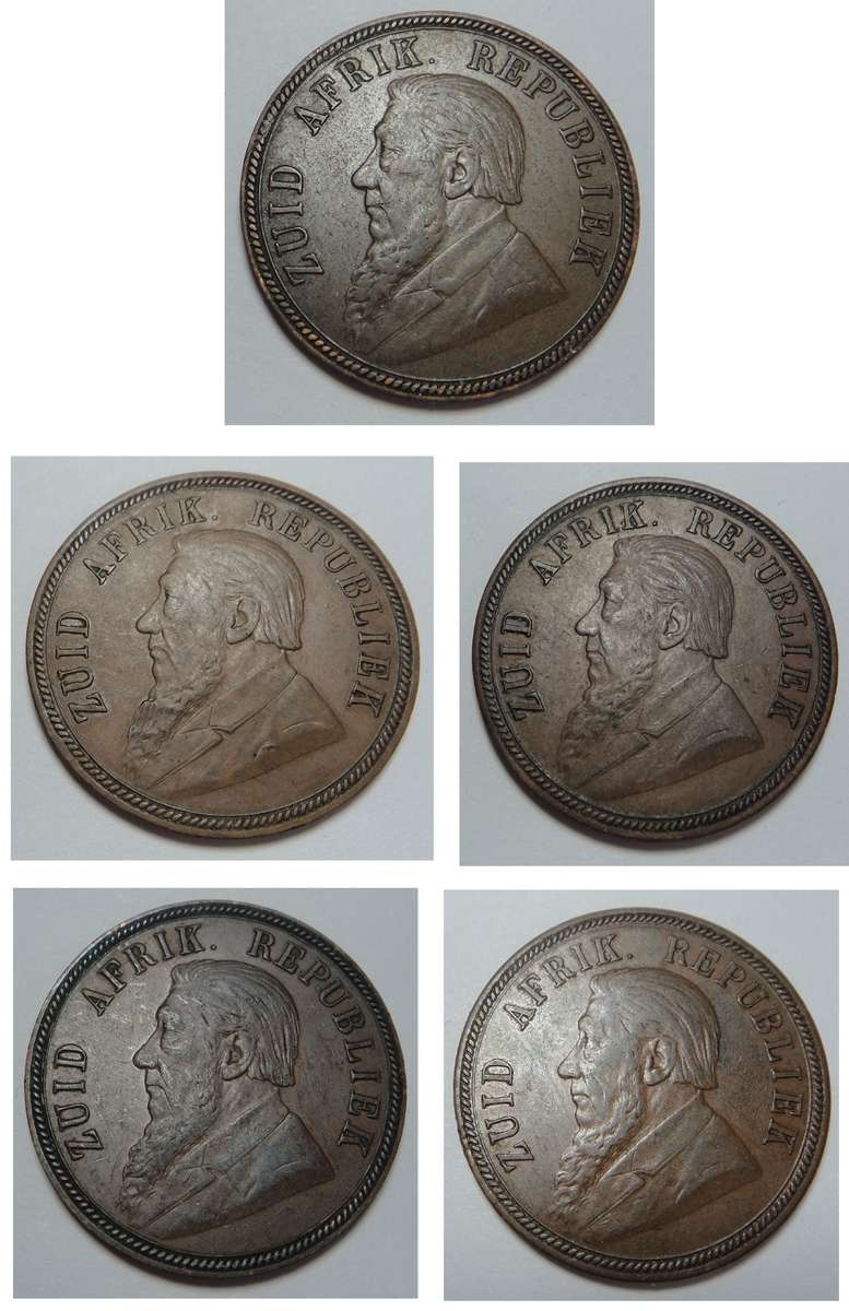 Five Paul Kruger Pennies of 1894 (Bid per coin to take all 5)