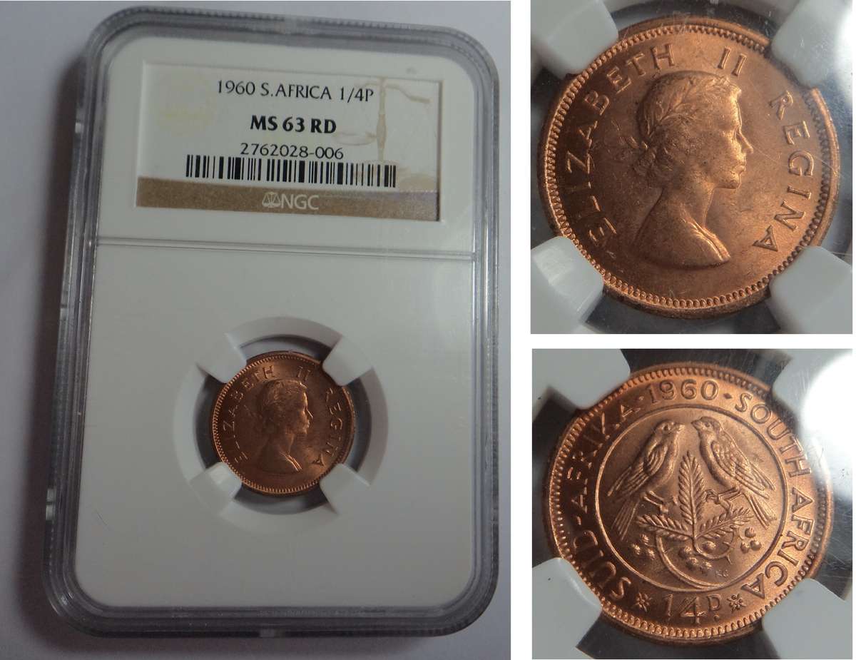 1960 Farthing, Union of SA: NGC MS 63 RD
