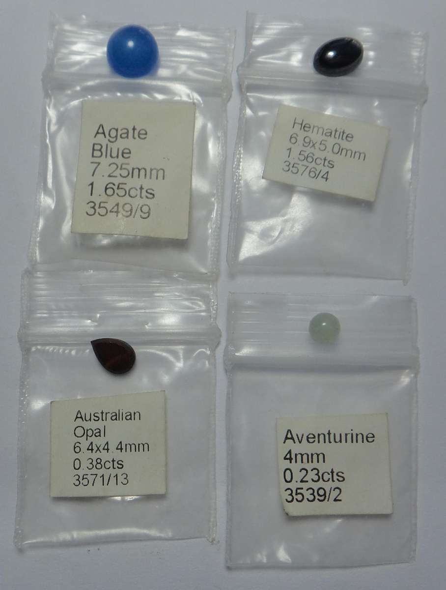 Four Cabochon Stones (Agate, Aventurine, Hematite & Opal)