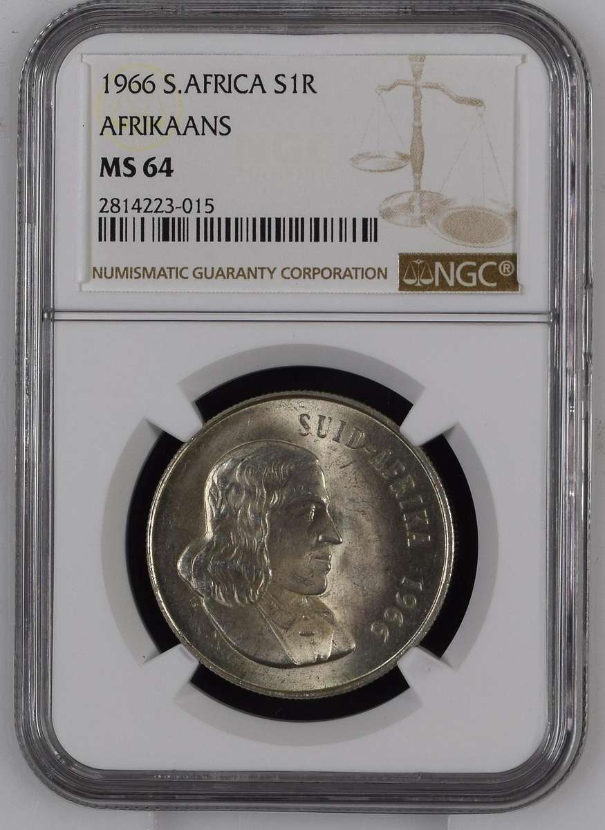 1966 (Afrikaans) Silver R1: NGC MS 64