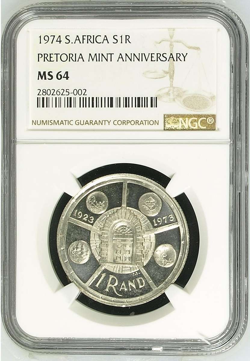 1974 Silver R1: (Pretoria Mint) NGC MS 64