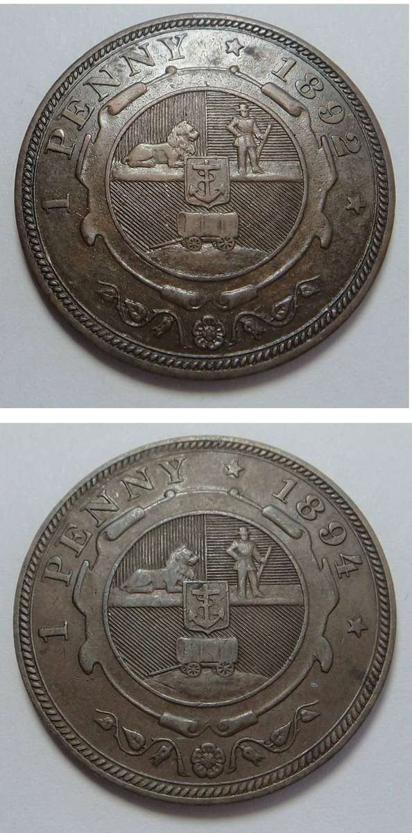 Paul Kruger ZAR: Penny set of 1892 & 1894