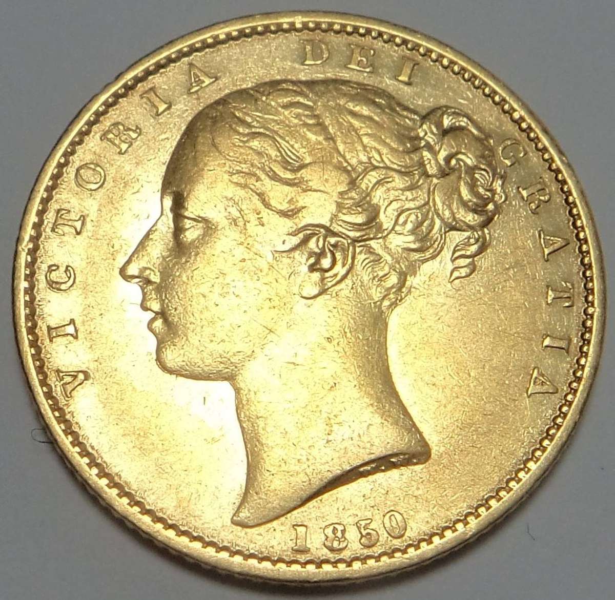 Gold Victorian Sovereign (Shield Back) 1850