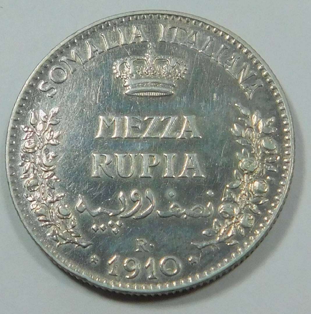 Italian Somaliland Silver Half Rupia 1910