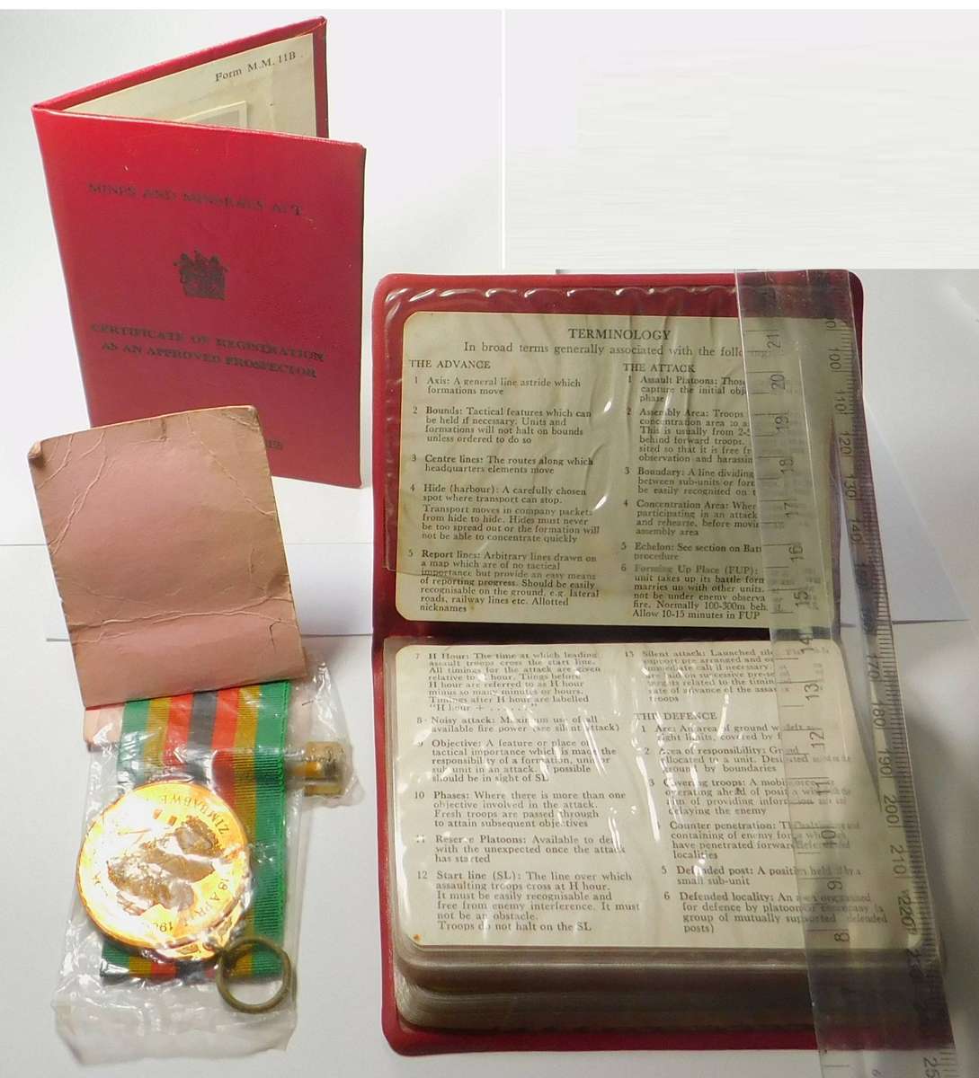 Rhodesia, Prospectors License, Medal & Regimental Pocket Guide