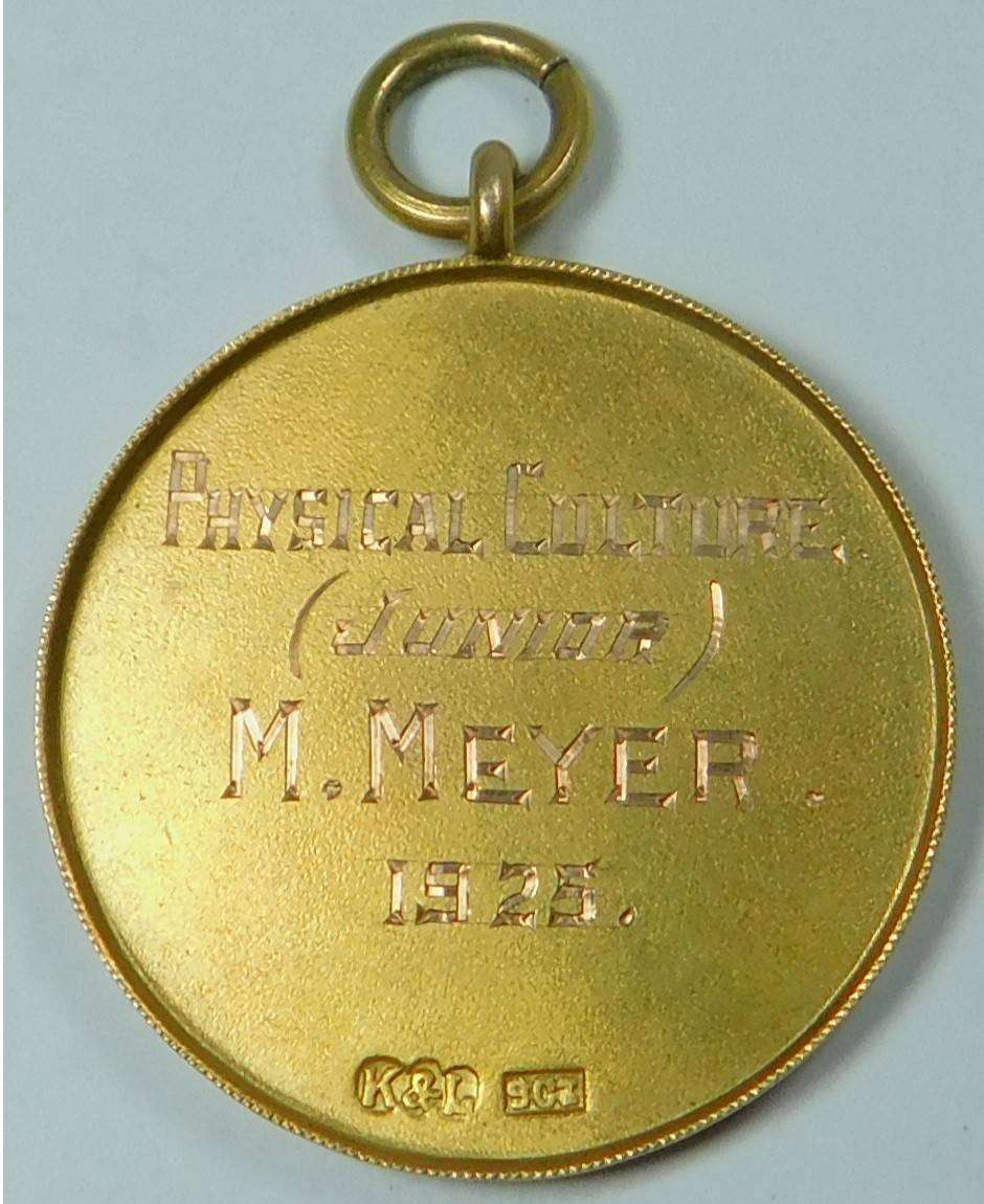9ct GOLD Medal awarded to M. Meyer in 1925