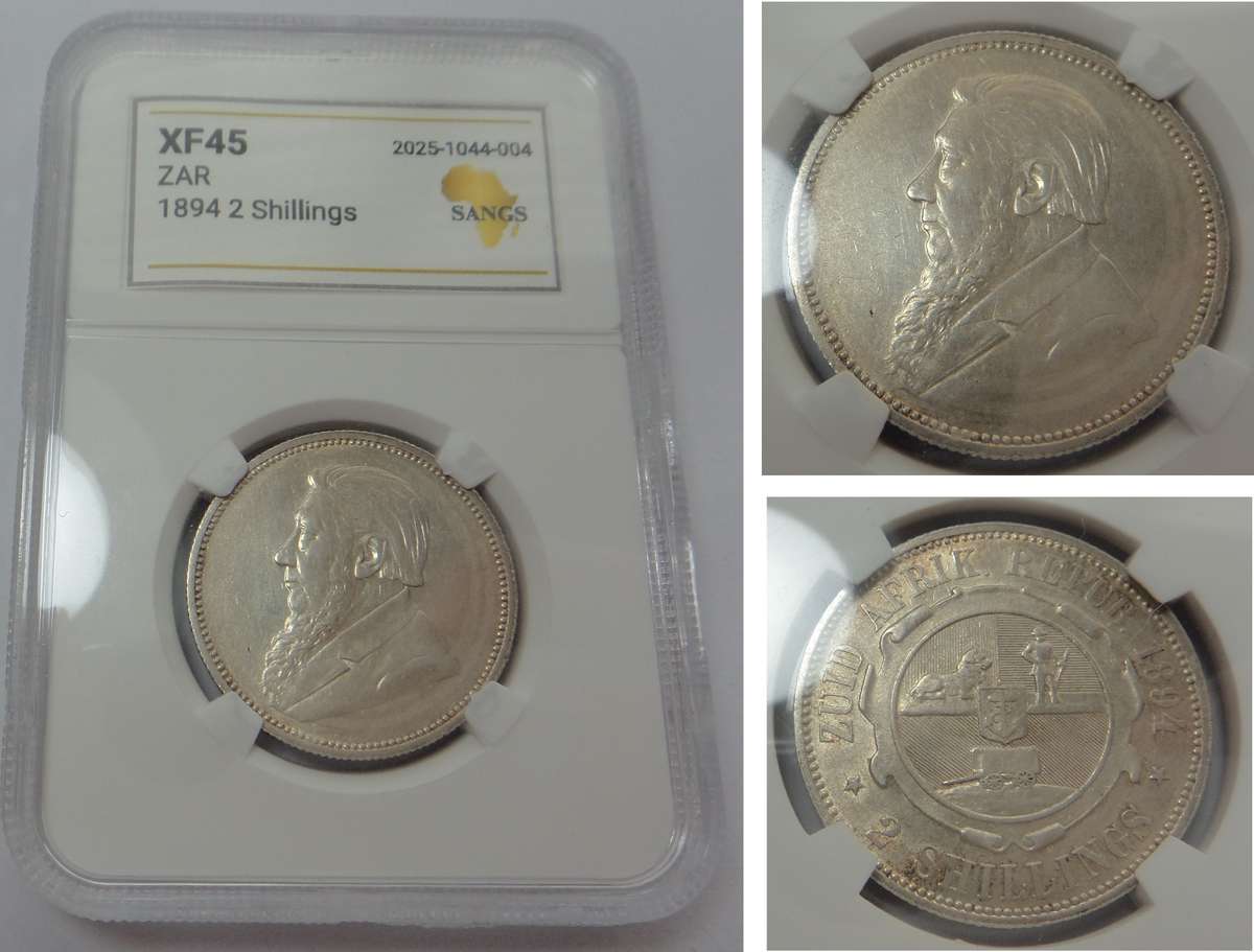 Paul Kruger ZAR 2-Shillings of 1894 (Sangs XF45)