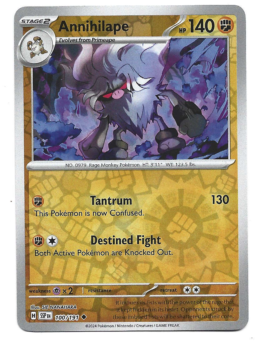 ANNIHILAPE  - REVERSE HOLO  100/191 POKEMON TCG SURGING SPARKS TRADING CARD