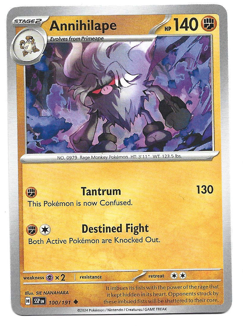 ANNIHILAPE  - COMMON  100/191 POKEMON TCG SURGING SPARKS TRADING CARD