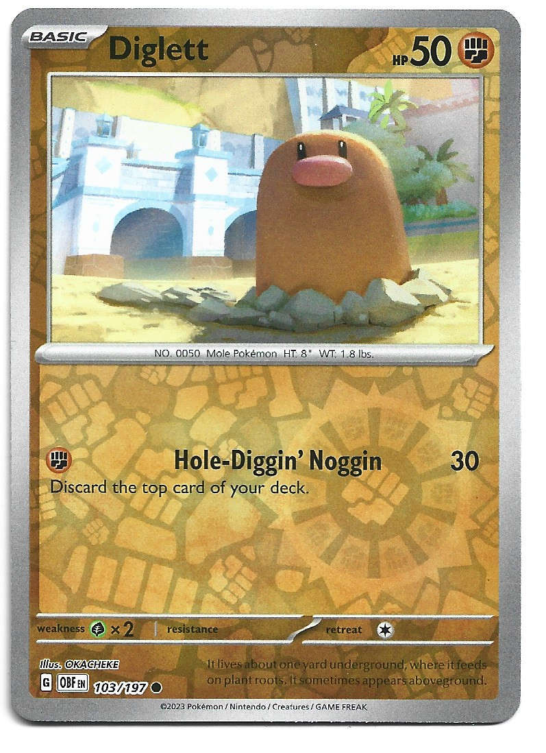 DIGLETT - REVERSE HOLO  103/197  POKEMON TCG OBSIDIAN FLAMES TRADING CARD