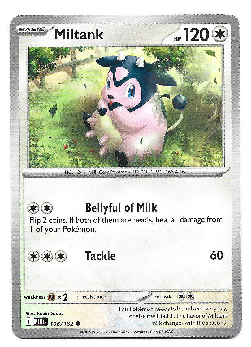 MILTANK - COMMON  106/132 POKEMON TCG MEGA EVOLUTION TRADING CARD