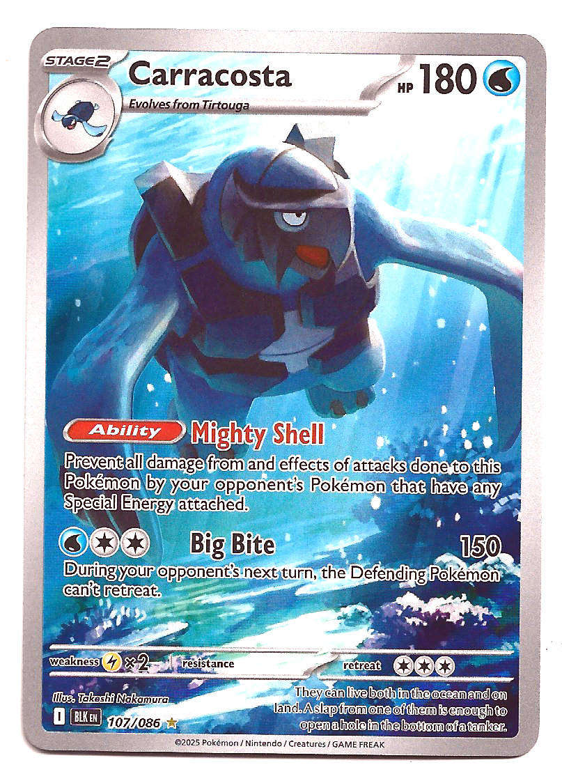 CARRACOSTA - ILLUSTRATION  RARE  107/86 POKEMON TCG BLACK BOLT TRADING CARD