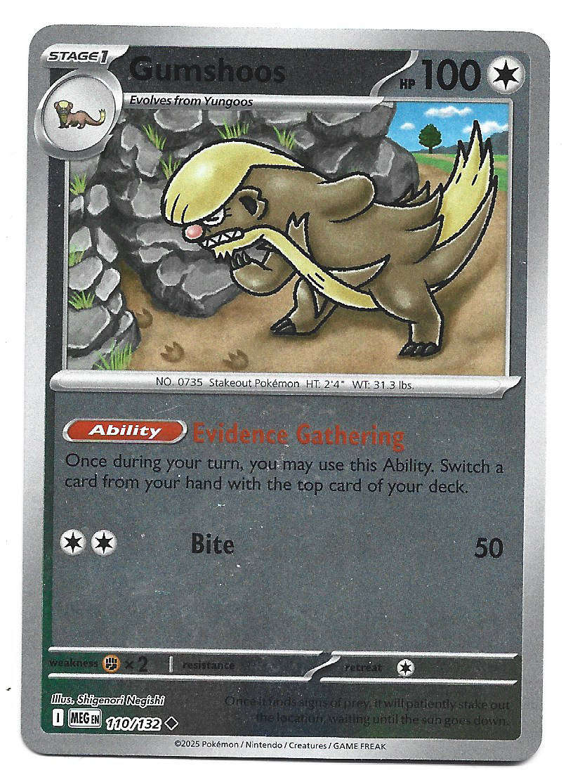 GUMSHOOS - REVERSE HOLO  110/132 POKEMON TCG MEGA EVOLUTION TRADING CARD
